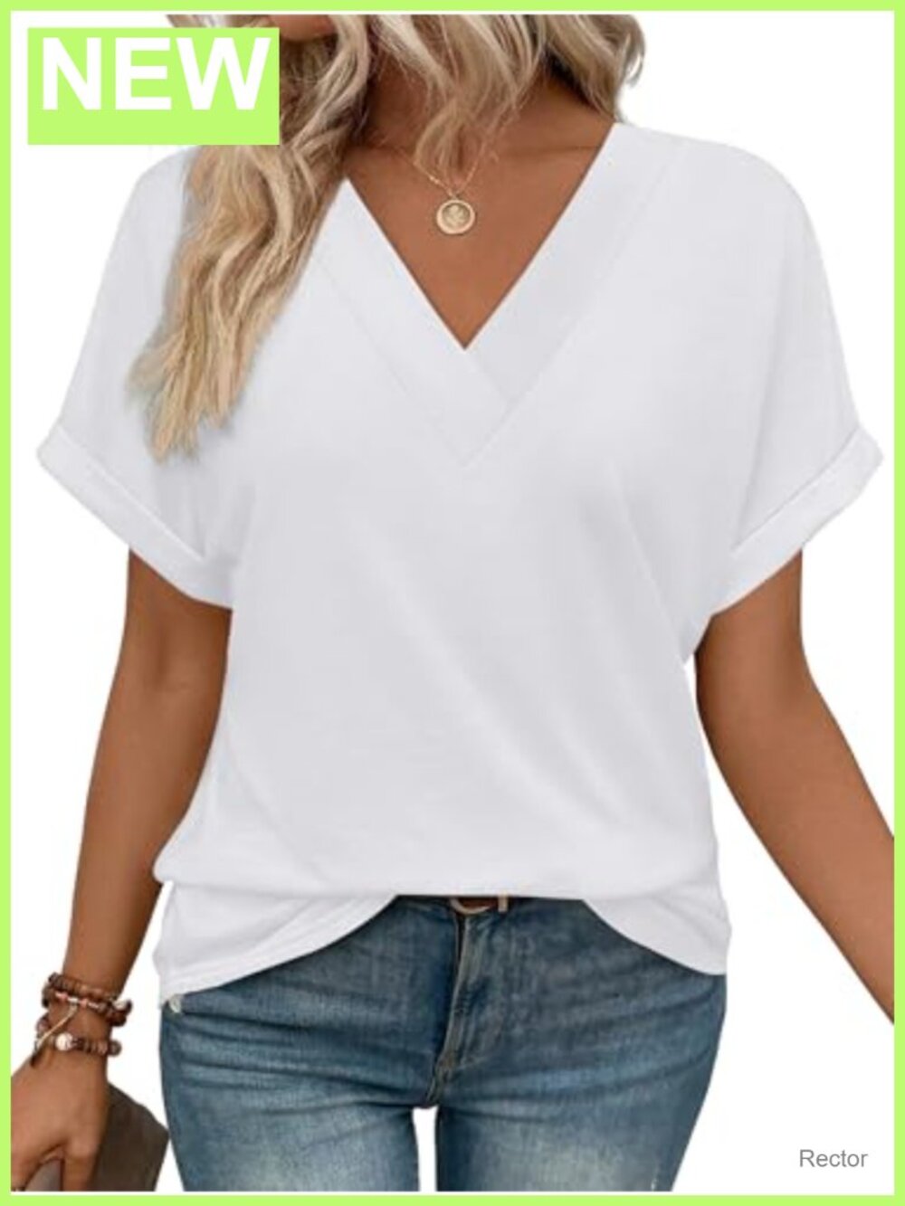 Womens Summer V Neck T Shirt Short Dolman Sleeve Loose Casual Top